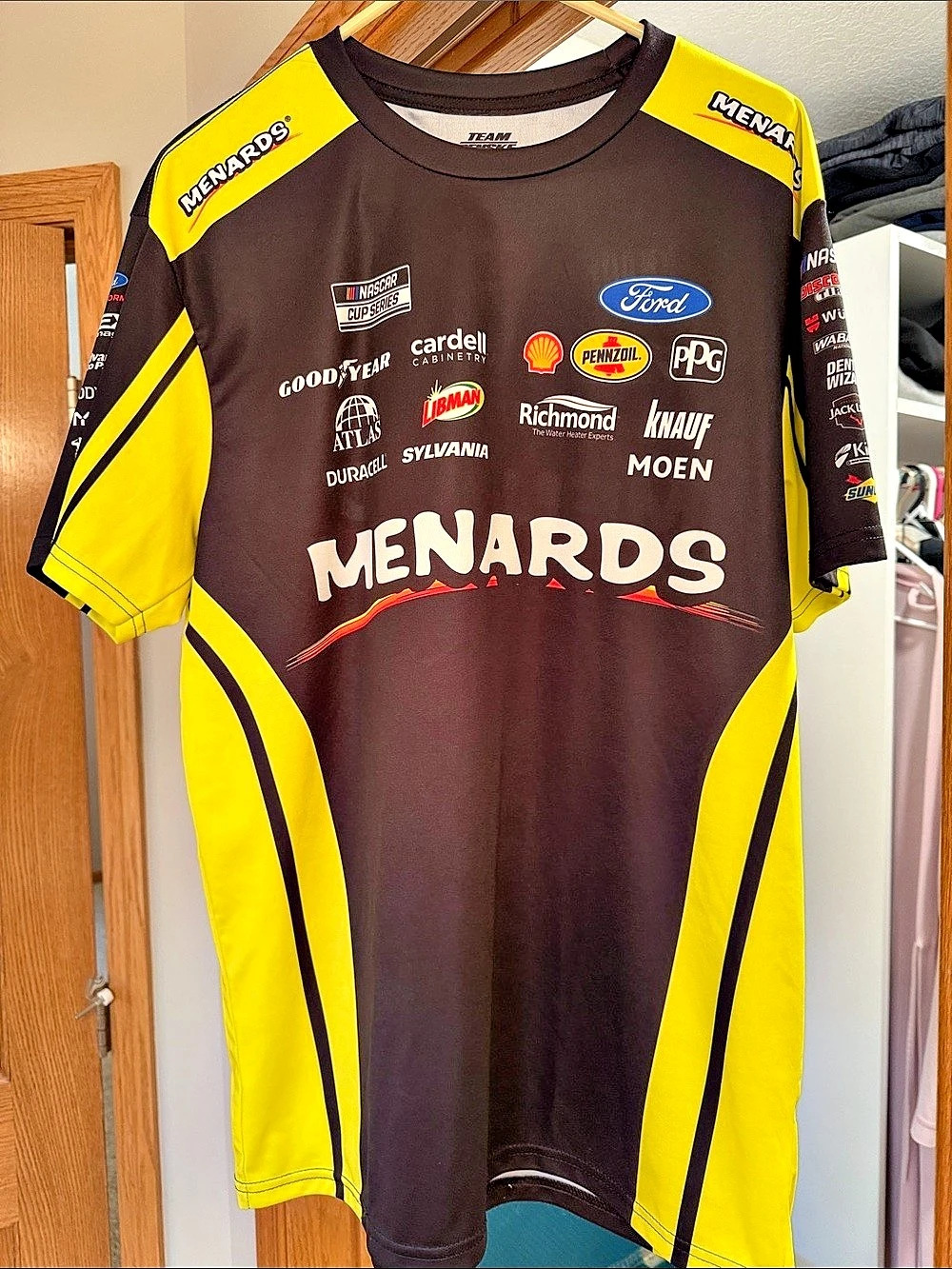 Team Penske Menards Racing NASCAR Cup Series Team Shirt Brown & Yellow Large